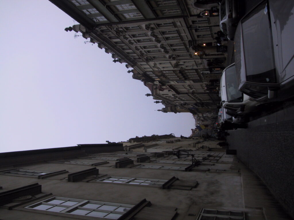 Altstadtdächer und historische Straßen, Reisefoto Prag Dezember 2003